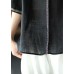 Natural Black O-Neck Embroideried Summer Ramie Blouses Half Sleeve