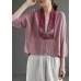 Fashion Purple Retro Embroideried Patchwork Summer Linen Blouse