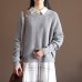 2021 fall gray cotton knit tops oversize casual batwing sleeve sweater pullover