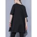 French o neck side open cotton tops Photography black blouse summer